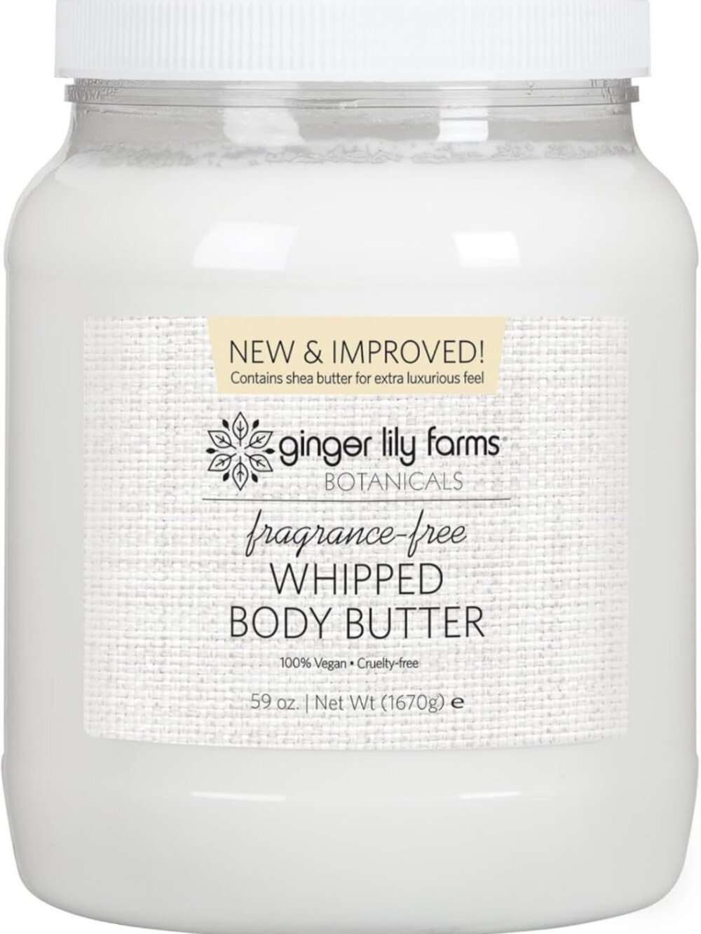 Luxurious Whipped Body Butter, 59oz - Fragrance-Free, Moisturizing Skin Care